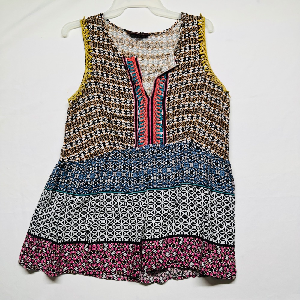Anthropologie Ranna Gill‎ Sleeveless Embroidered Bohemian Blouse Womens Small